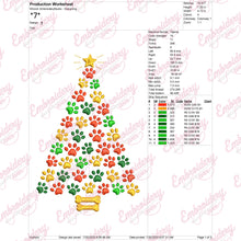 Paw Print Christmas Tree Embroidery Design