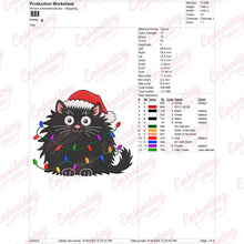 Cute Black Cat Christmas Embroidery Design