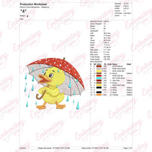 Little Duck Holding Umbrella Embroidery Design