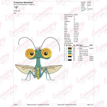 Cute Grasshopper With Big Eyes Embroidery Design