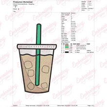 Iced Coffee Embroidery Design