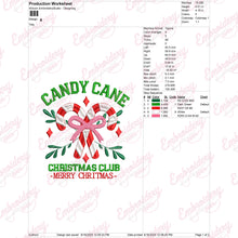 Candy Cane Christmas Club Embroidery Design