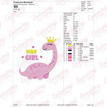 Funny Dino Girl Embroidery Design