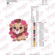 Floral Lion Embroidery Design