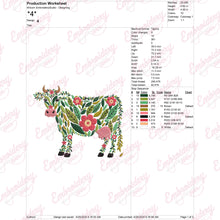 Beautiful Floral Cow Embroidery Design