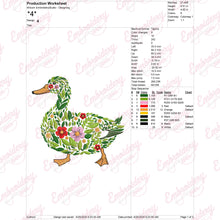 Cute Floral Duck Embroidery Design