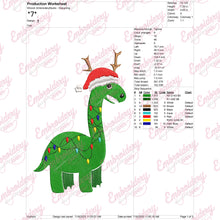 Christmas Dinosaur Embroidery Design