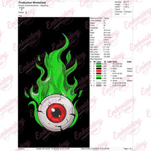 Green Fire Eye Embroidery Design