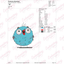 Cute Blue Cartoon Bird Embroidery Design