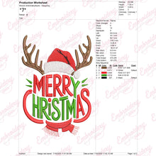 Merry Christmas Reindeer Antlers Embroidery Design