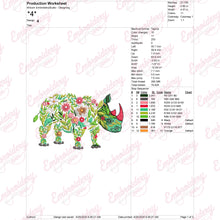 Beautiful Floral Rhino Embroidery Design
