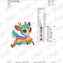 Rainbow Deer Embroidery Design