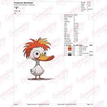 Cartoon Duck With Big Eyes Embroidery Design