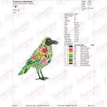 Beautiful Floral Crow Embroidery Design