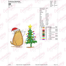 Christmas Cat And Tree Embroidery Design