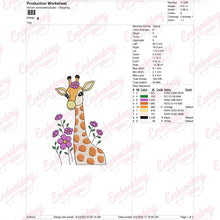 Giraffe with Flowers Machine Embroidery Design