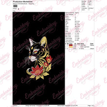 Flower Cat Embroidery Pattern