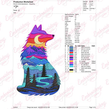 Colorful Wolves Embroidery Design