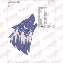 Wolf With Mountains Embroidery Design