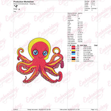 Funny Cartoon Octopus Embroidery Design