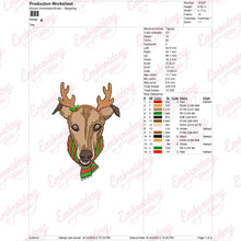 Greyhound Reindeer Christmas Embroidery Design