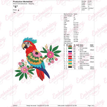 Floral Macaw Bird Embroidery Design