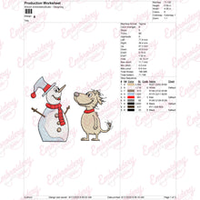 Christmas Snowman And Pup Embroidery Design