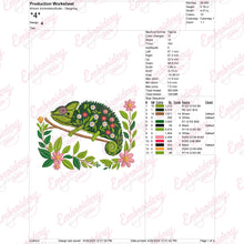 Beautiful Floral Chameleon Embroidery Design