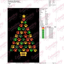 Funny Dog Paws Prints Christmas Tree Free Digital Machine Embroidery Design for Gifts | Free & Instant Download