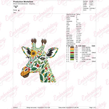 Floral Giraffe Embroidery Design