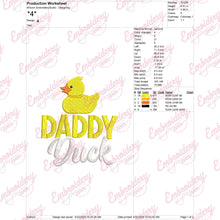 Cute Daddy Duck Embroidery Design