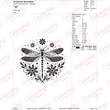 Floral Dragonfly Embroidery Design