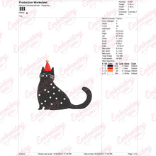 Black Cat In The Christmas Hat Embroidery Design