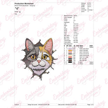 Funny Cat Cracked Wall Embroidery Design