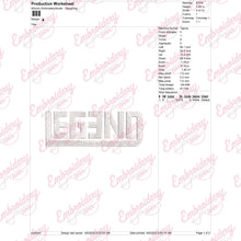 Legend Typography Digital Embroidery Design