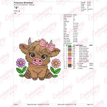 Cute Baby Highland Cow Embroidery Design