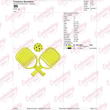 Pickleball Embroidery Design