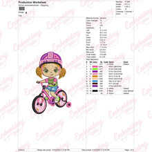 Cute Girl Riding a Bicycle Embroidery Design