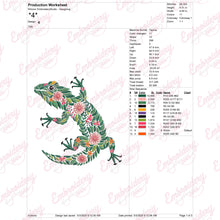 Floral Lizard Embroidery Design