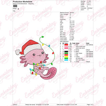Axolotl Christmas Lights Embroidery Design