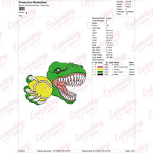 Funny Dinosaur T-Rex Raptor Tennis Player Embroidery Design