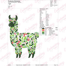 Tropical Leaves And Flowers Llama Embroidery Design
