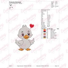 Cute Duck Feel In Love Embroidery Design