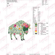 Beautiful Floral Buffalo Embroidery Design