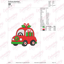 Red Christmas Car Embroidery Design