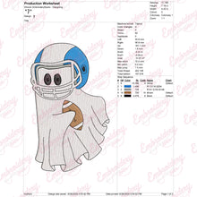 Football Ghost Halloween Embroidery Design