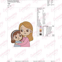 Mom With Little Daughter Mothers Day Embroidery Design