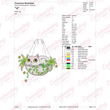 White Cat In The Plant Pot Embroidery Design