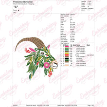 Floral Goat Head Embroidery Design
