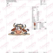 Funny Tired Cow Embroidery Design